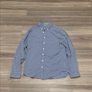 Express Blue and White Gingham Button Down Shirt